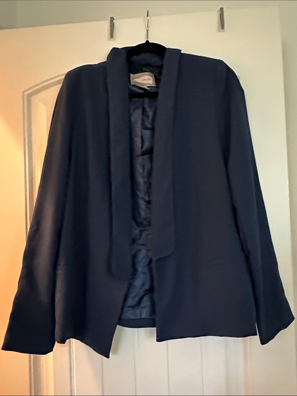 Forever 21 Navy Open-Front Blazer with Draped Collar
